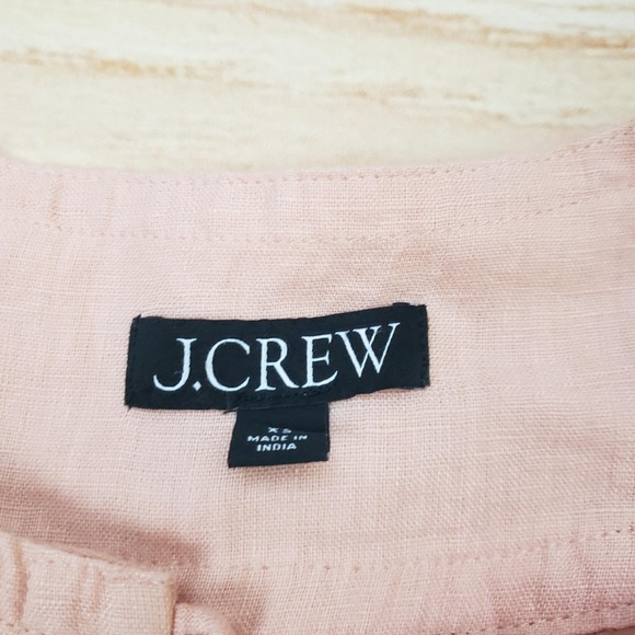 J.Crew Blouse Womens XS Pink Linen Henley Tunic Long Sleeve Pleated Top Ladies - Picture 4 of 10